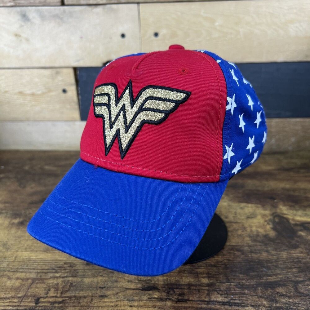 DC Wonder Woman Girls 4-6T Hat USA Flag Glitter Baseball Cap